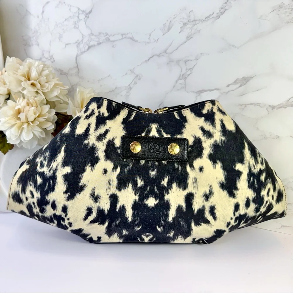 Alexander McQueen Black/White Printed Canvas “De Manta” Clutch Bag